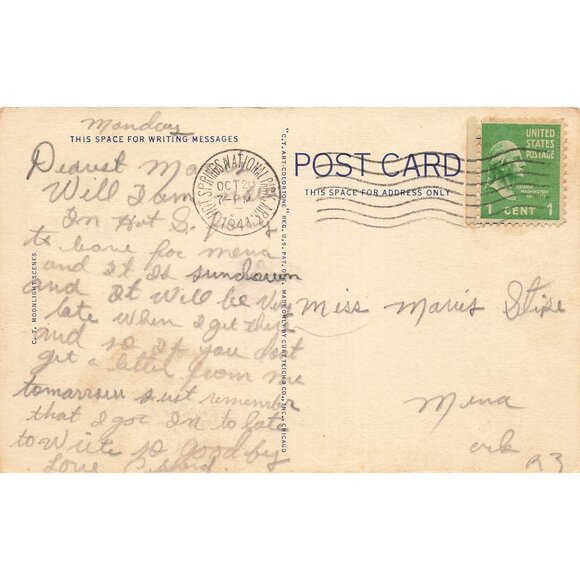 Postcard Silver Moon Vintage Linen Posted 1930-1950 - Picture 2 of 2